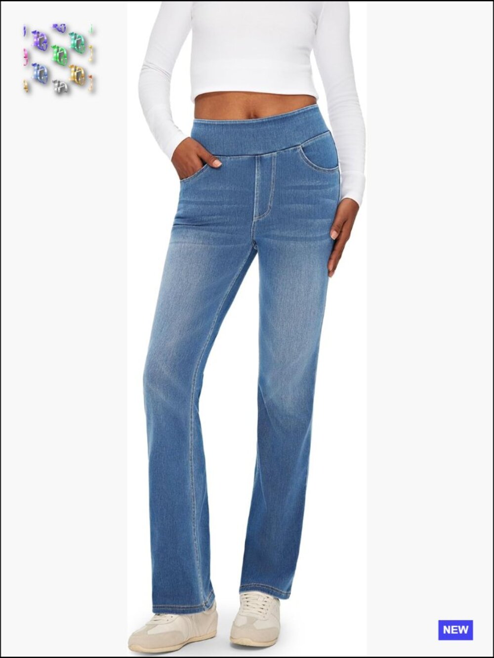 High Rise Stretchy Bootcut Jeans Pull On Elastic Waist Denim Flare Y2K